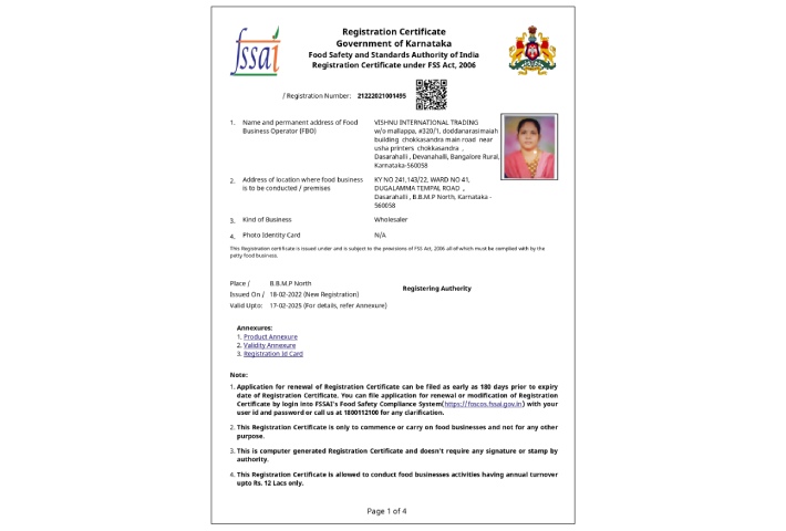 Food Certificate